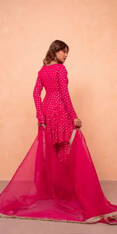 ZSR 3173 Pink Chanderi Jacquard Butti Salwar Suit with Mirror Work & Lace Work. Festive Deal ₹2049. Delivery 4-6 Working Days. Shop now. | Jump Suits, Salwar suit, Casual Suits, Creative suits, Designer Suits, Palazzo Suits, Party Wear Suits, Patiala Suits, Straight Suits