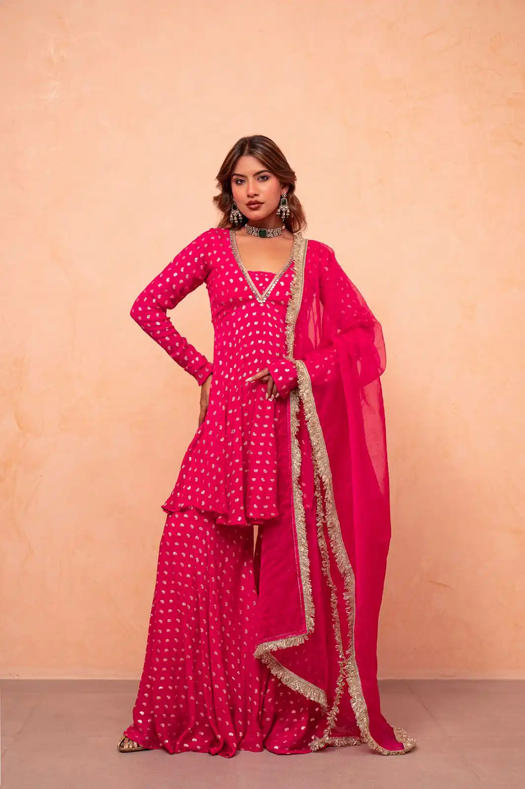 ZSR 3173 Pink Chanderi Jacquard Butti Salwar Suit with Mirror Work & Lace Work. Festive Deal ₹2049. Delivery 4-6 Working Days. Shop now. | Jump Suits, Salwar suit, Casual Suits, Creative suits, Designer Suits, Palazzo Suits, Party Wear Suits, Patiala Suits, Straight Suits