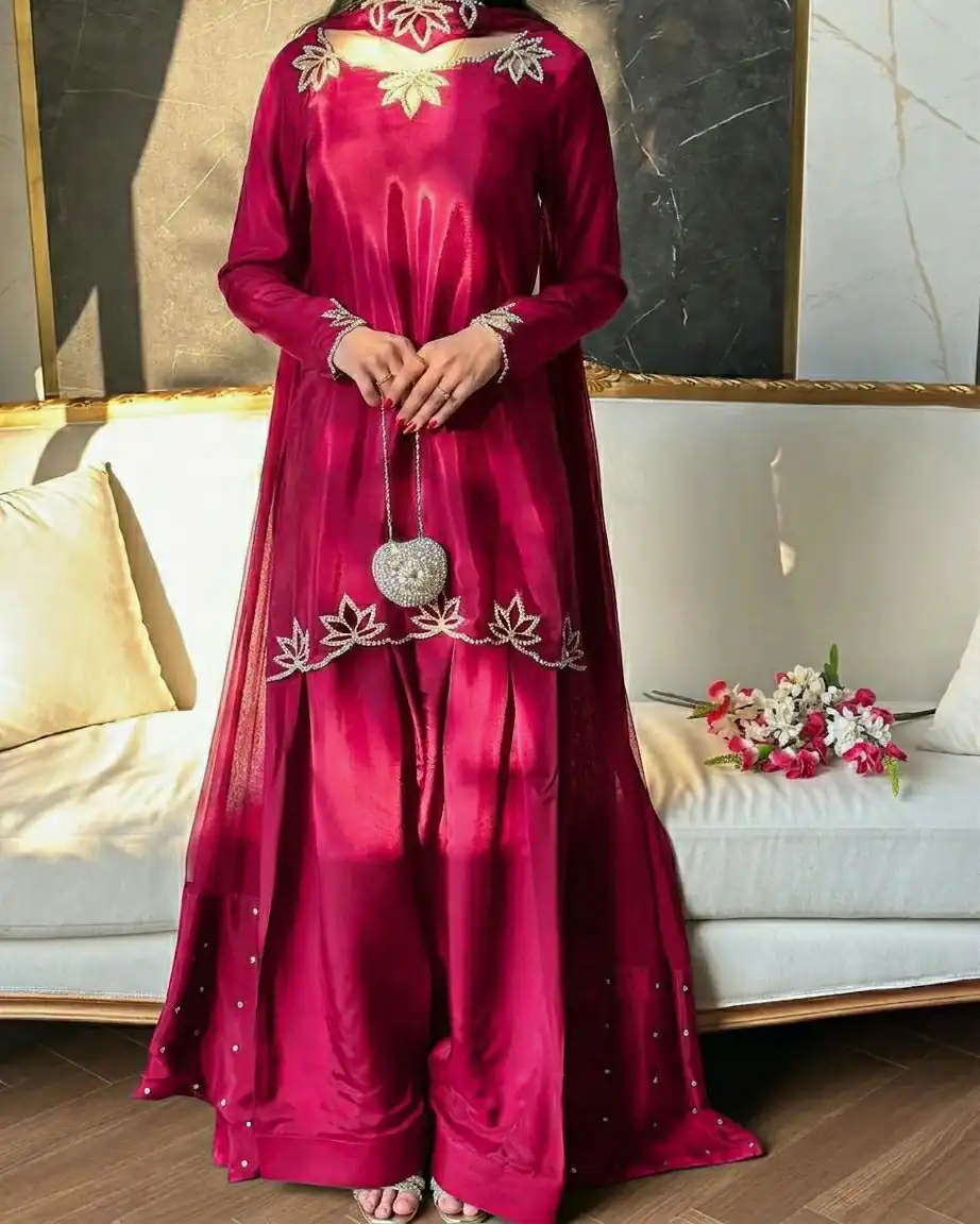 NF 1270 Pink Natural Crep Salwar Suit Brown with Embroidery Work. Exclusive Offer ₹1899. Delivery 4-6 Working Days. Shop now. | Jump Suits, Salwar suit, Casual Suits, Creative suits, Designer Suits, Palazzo Suits, Party Wear Suits, Patiala Suits, Straight Suits