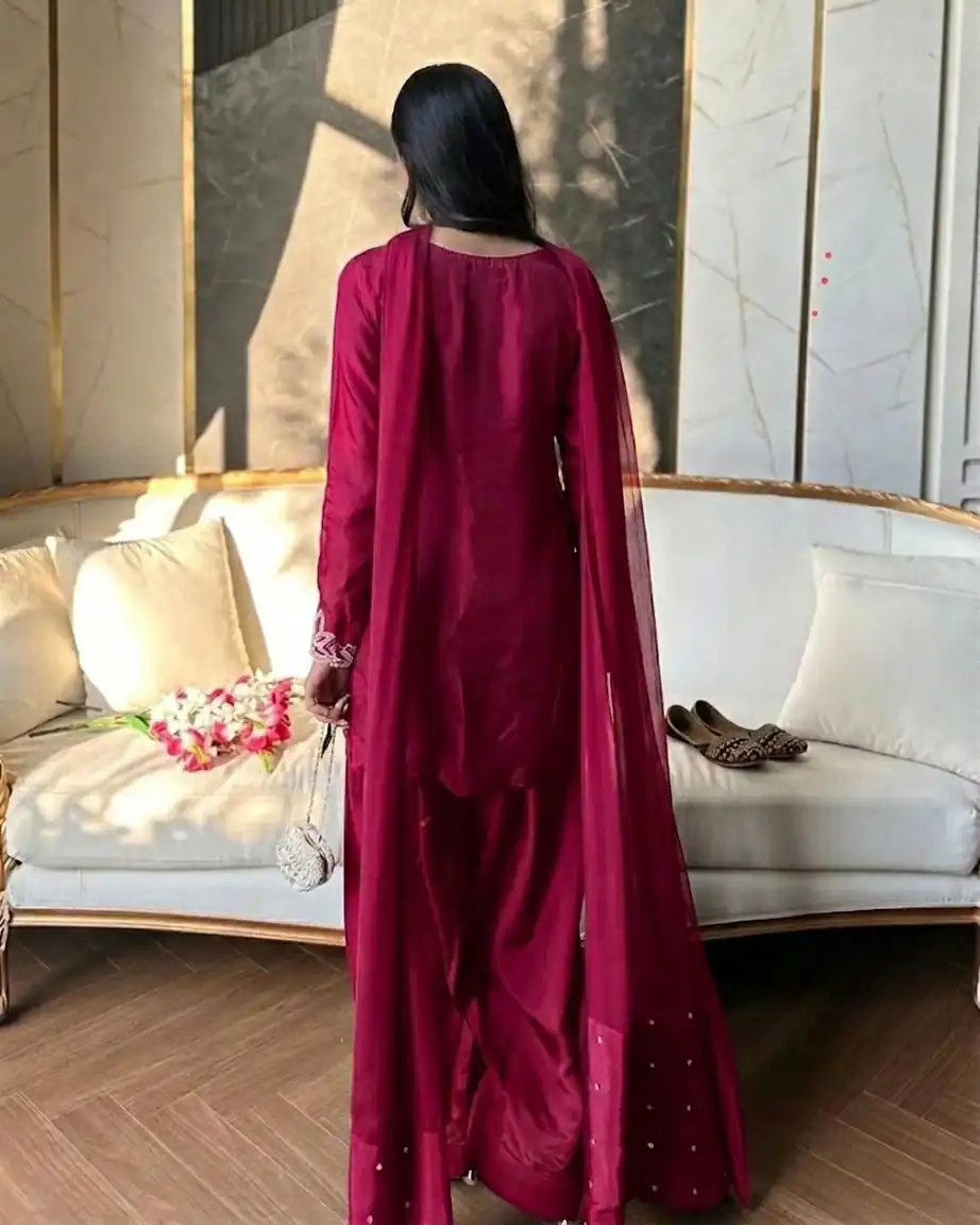NF 1270 Pink Natural Crep Salwar Suit Brown with Embroidery Work. Exclusive Offer ₹1899. Delivery 4-6 Working Days. Shop now. | Jump Suits, Salwar suit, Casual Suits, Creative suits, Designer Suits, Palazzo Suits, Party Wear Suits, Patiala Suits, Straight Suits