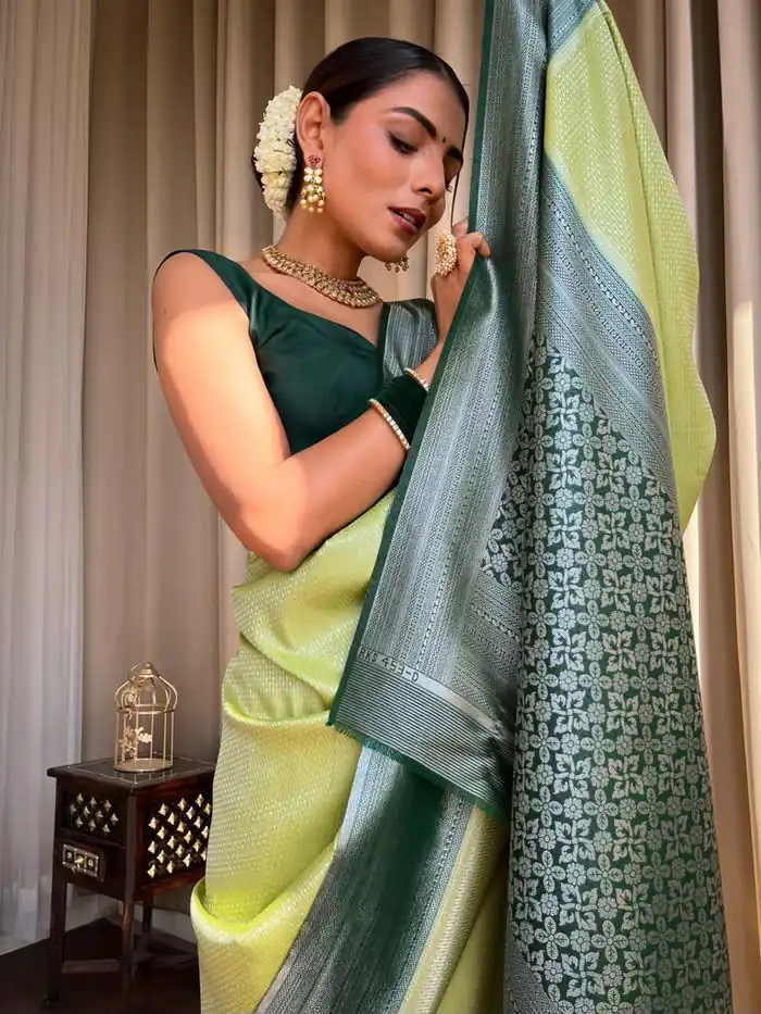 KPR 230 Pista Soft Lichi Silk Saree Perfect for Wedding, Party, Reception, Diwali, Ethnic Day – . Affordable Price ₹1449. Delivery 4-6 Working Days. | Designer Sarees, Modern Digital sarees, Sarees, Bollywood Sarees, Creative Sarees, Embroidered Sarees, Ethnic Saree, Party Wear Sarees
