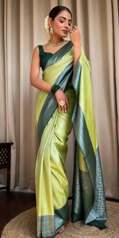 KPR 230 Pista Soft Lichi Silk Saree Perfect for Wedding, Party, Reception, Diwali, Ethnic Day – . Affordable Price ₹1449. Delivery 4-6 Working Days. | Designer Sarees, Modern Digital sarees, Sarees, Bollywood Sarees, Creative Sarees, Embroidered Sarees, Ethnic Saree, Party Wear Sarees