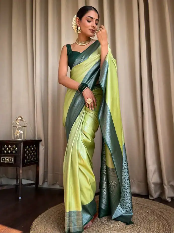KPR 230 Pista Soft Lichi Silk Saree Perfect for Wedding, Party, Reception, Diwali, Ethnic Day – . Affordable Price ₹1449. Delivery 4-6 Working Days. | Designer Sarees, Modern Digital sarees, Sarees, Bollywood Sarees, Creative Sarees, Embroidered Sarees, Ethnic Saree, Party Wear Sarees