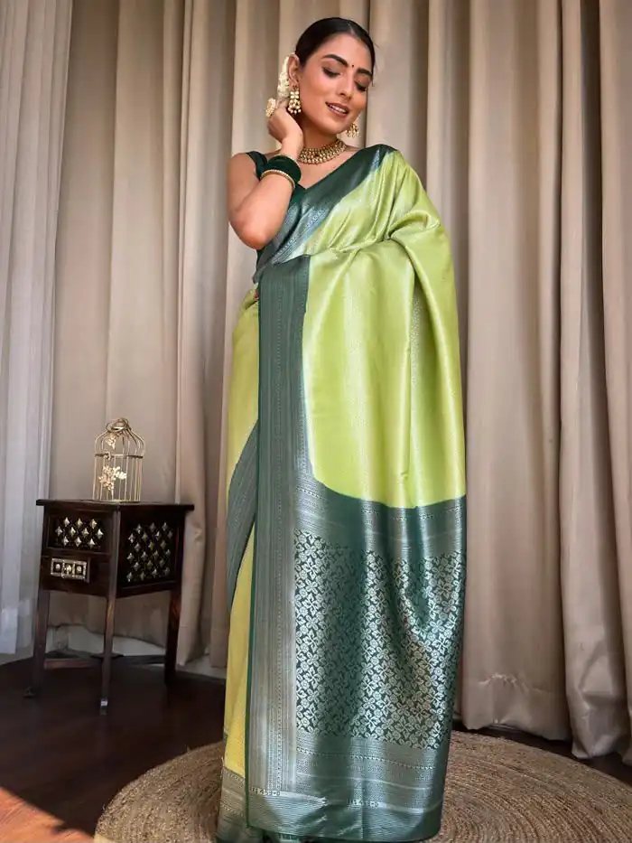 KPR 230 Pista Soft Lichi Silk Saree Perfect for Wedding, Party, Reception, Diwali, Ethnic Day – . Affordable Price ₹1449. Delivery 4-6 Working Days. | Designer Sarees, Modern Digital sarees, Sarees, Bollywood Sarees, Creative Sarees, Embroidered Sarees, Ethnic Saree, Party Wear Sarees