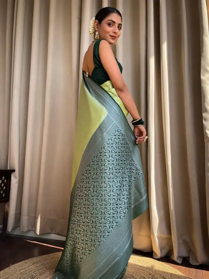 KPR 230 Pista Soft Lichi Silk Saree Perfect for Wedding, Party, Reception, Diwali, Ethnic Day – . Affordable Price ₹1449. Delivery 4-6 Working Days. | Designer Sarees, Modern Digital sarees, Sarees, Bollywood Sarees, Creative Sarees, Embroidered Sarees, Ethnic Saree, Party Wear Sarees