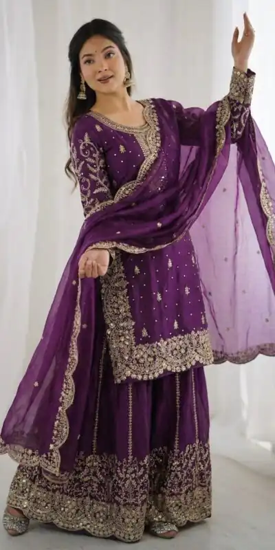 ZSR 3167 Purple Fendy Silk Salwar Suitwith Embroidery Work & Lace Work. Now at just ₹2149. Delivery 4-6 Working Days. Shop now. | Jump Suits, Salwar suit, Casual Suits, Creative suits, Designer Suits, Palazzo Suits, Party Wear Suits, Patiala Suits, Straight Suits