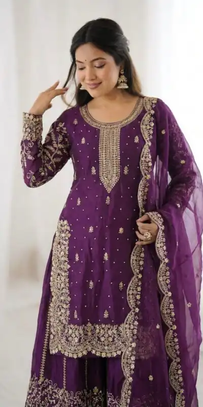 ZSR 3167 Purple Fendy Silk Salwar Suitwith Embroidery Work & Lace Work. Now at just ₹2149. Delivery 4-6 Working Days. Shop now. | Jump Suits, Salwar suit, Casual Suits, Creative suits, Designer Suits, Palazzo Suits, Party Wear Suits, Patiala Suits, Straight Suits