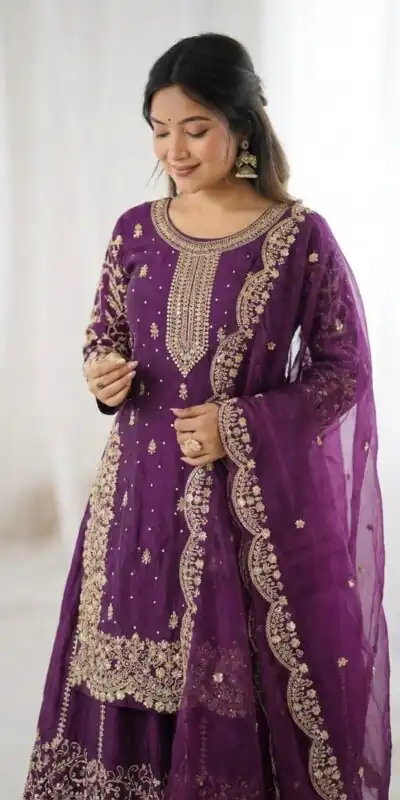 ZSR 3167 Purple Fendy Silk Salwar Suitwith Embroidery Work & Lace Work. Now at just ₹2149. Delivery 4-6 Working Days. Shop now. | Jump Suits, Salwar suit, Casual Suits, Creative suits, Designer Suits, Palazzo Suits, Party Wear Suits, Patiala Suits, Straight Suits