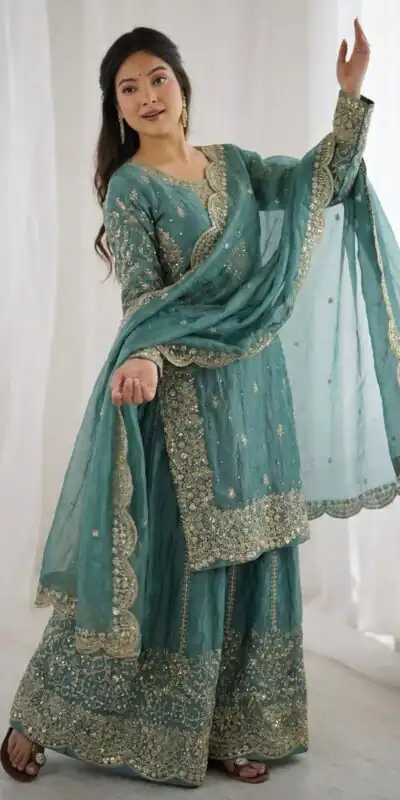 ZSR 3167 Sea Green Fendy Silk Salwar Suitwith Embroidery Work & Lace Work. Now at just ₹2149. Delivery 4-6 Working Days. Shop now. | Jump Suits, Salwar suit, Casual Suits, Creative suits, Designer Suits, Palazzo Suits, Party Wear Suits, Patiala Suits, Straight Suits