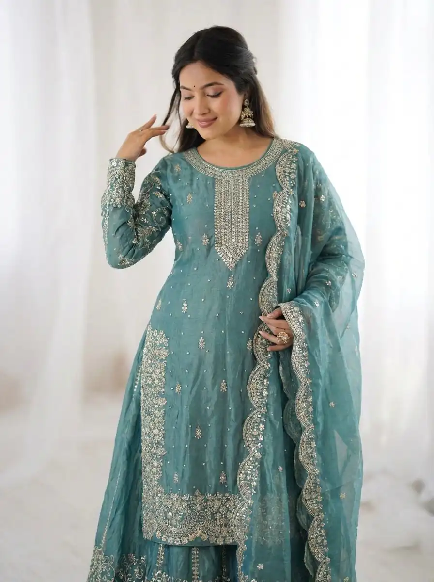 ZSR 3167 Sea Green Fendy Silk Salwar Suitwith Embroidery Work & Lace Work. Now at just ₹2149. Delivery 4-6 Working Days. Shop now. | Jump Suits, Salwar suit, Casual Suits, Creative suits, Designer Suits, Palazzo Suits, Party Wear Suits, Patiala Suits, Straight Suits
