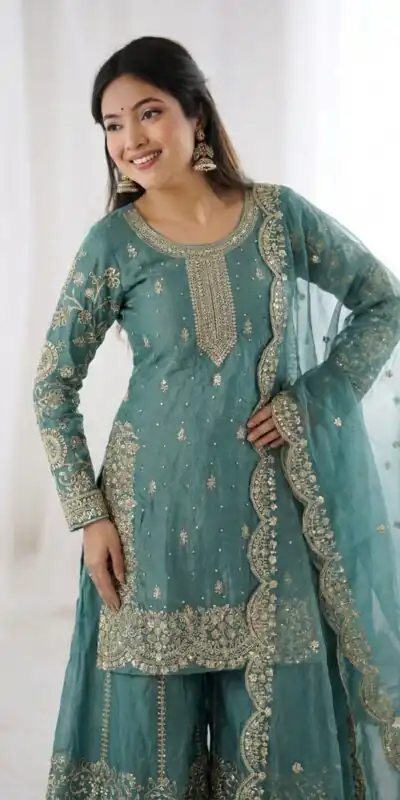ZSR 3167 Sea Green Fendy Silk Salwar Suitwith Embroidery Work & Lace Work. Now at just ₹2149. Delivery 4-6 Working Days. Shop now. | Jump Suits, Salwar suit, Casual Suits, Creative suits, Designer Suits, Palazzo Suits, Party Wear Suits, Patiala Suits, Straight Suits