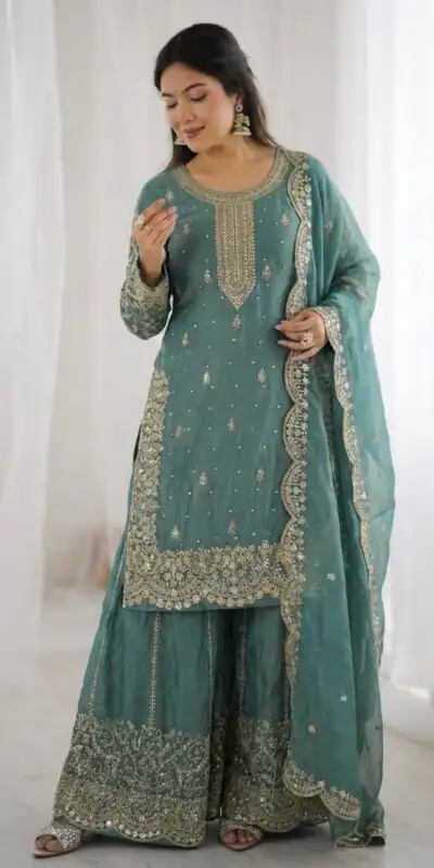ZSR 3167 Sea Green Fendy Silk Salwar Suitwith Embroidery Work & Lace Work. Now at just ₹2149. Delivery 4-6 Working Days. Shop now. | Jump Suits, Salwar suit, Casual Suits, Creative suits, Designer Suits, Palazzo Suits, Party Wear Suits, Patiala Suits, Straight Suits