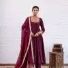 SRK 5324 Wine Color Vichitra silk Gown with Bead Work & Lace Work. Now at just ₹1749. Delivery 4-6 Working Days. Shop now. | Gowns, Bollywood Gowns, Creative Gowns, Designer Gowns, Embroidered Gowns, Party Wear Gowns