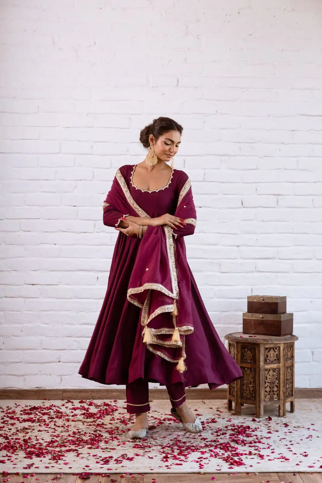 SRK 5324 Wine Color Vichitra silk Gown with Bead Work & Lace Work. Now at just ₹1749. Delivery 4-6 Working Days. Shop now. | Gowns, Bollywood Gowns, Creative Gowns, Designer Gowns, Embroidered Gowns, Party Wear Gowns