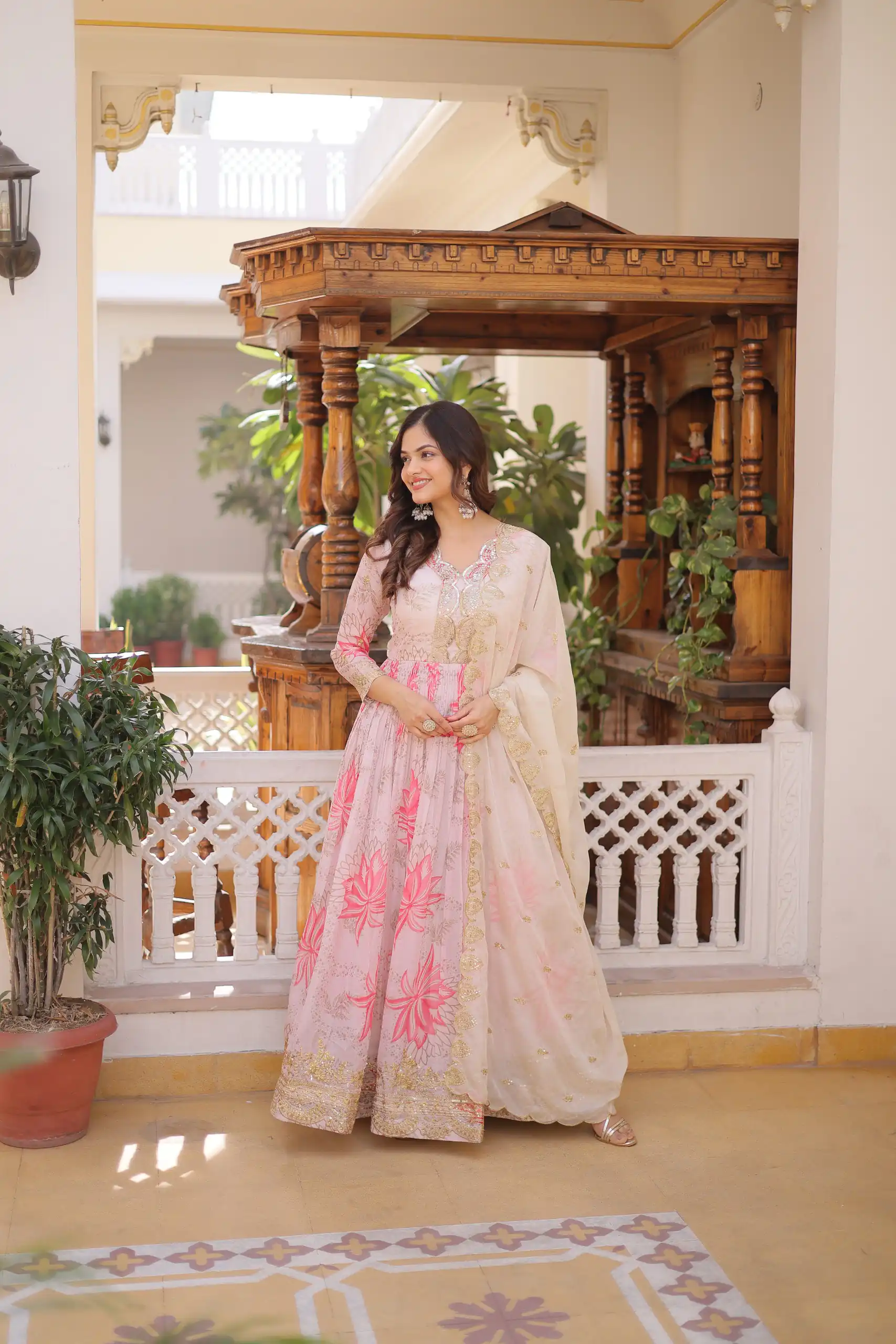 KA 1243 CreamColor Russian Silk Gown with Zari Work & Embroidery Work. Now at just ₹2499. Delivery 4-6 Working Days. Shop now. | Gowns, Bollywood Gowns, Creative Gowns, Designer Gowns, Embroidered Gowns, Party Wear Gowns