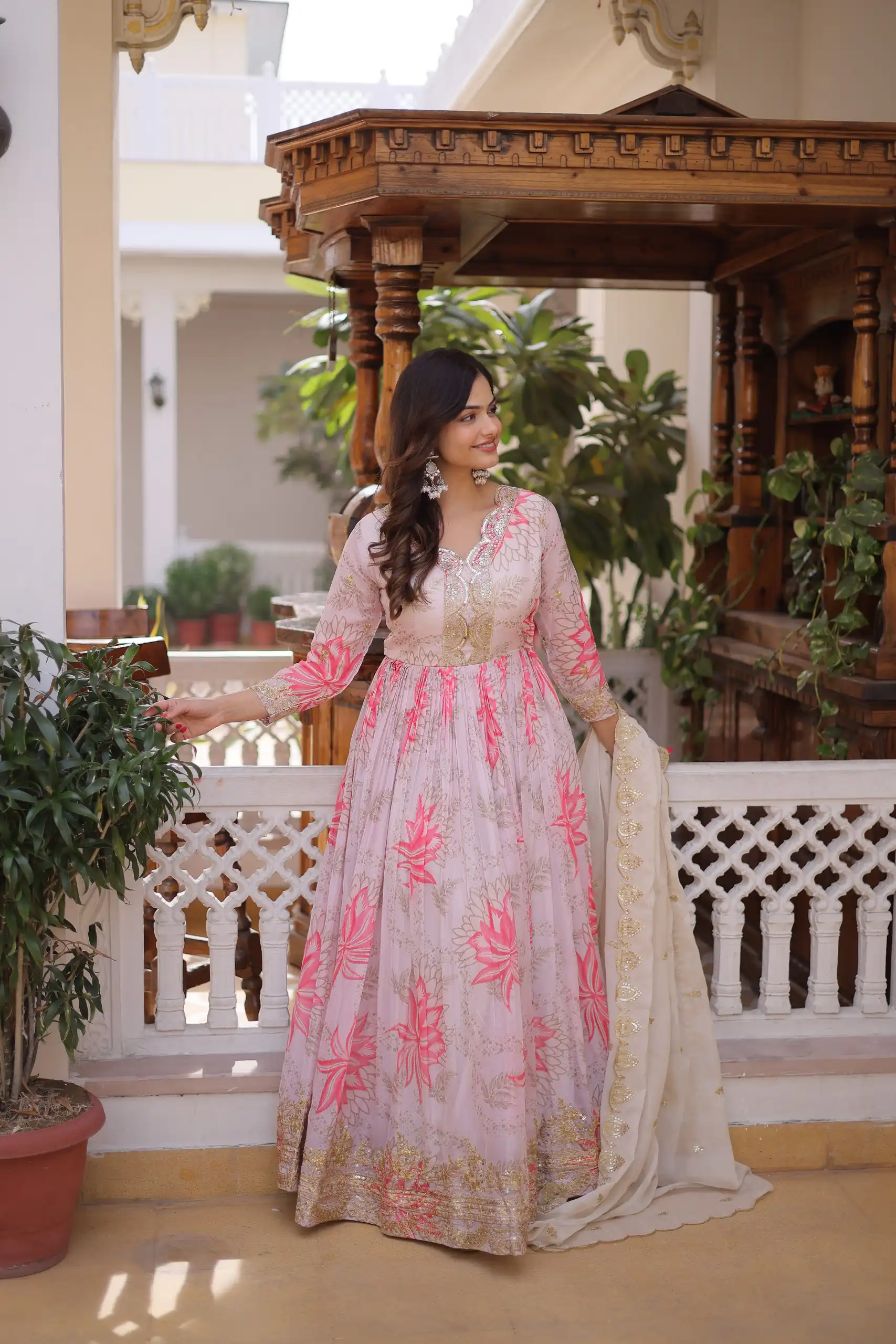 KA 1243 CreamColor Russian Silk Gown with Zari Work & Embroidery Work. Now at just ₹2499. Delivery 4-6 Working Days. Shop now. | Gowns, Bollywood Gowns, Creative Gowns, Designer Gowns, Embroidered Gowns, Party Wear Gowns