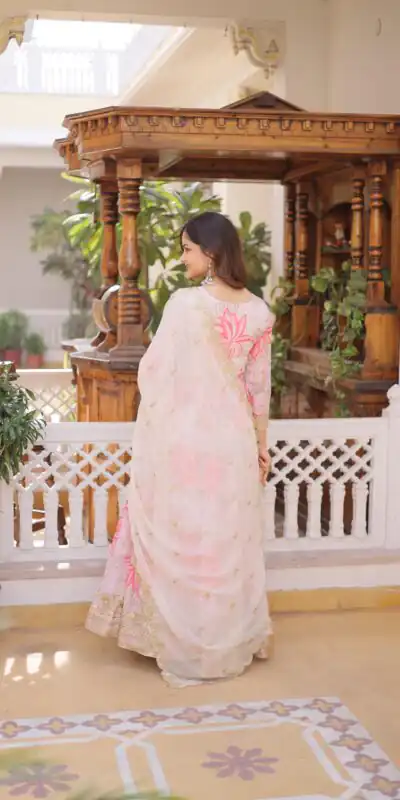 KA 1243 CreamColor Russian Silk Gown with Zari Work & Embroidery Work. Now at just ₹2499. Delivery 4-6 Working Days. Shop now. | Gowns, Bollywood Gowns, Creative Gowns, Designer Gowns, Embroidered Gowns, Party Wear Gowns