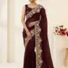 JR 670 Maroon in Space Silk Embroidery Work & Zari Work Saree . Available at ₹1949 only. Delivery 4-6 Working Days. Shop now. | Designer Sarees, Modern Digital sarees, Sarees, Bollywood Sarees, Creative Sarees, Embroidered Sarees, Ethnic Saree, Party Wear Sarees