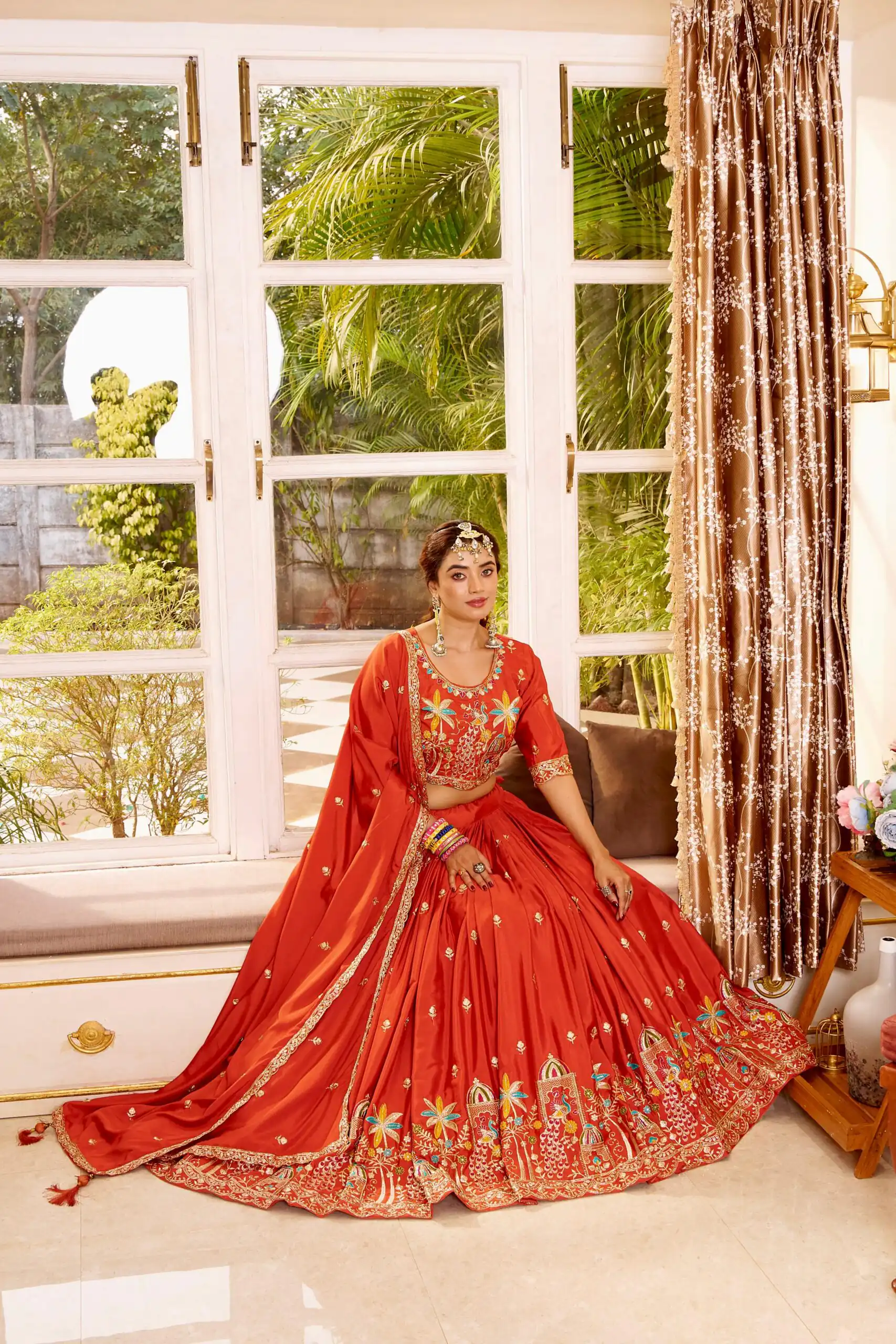Ram 178 Orange Color Pure Crap Silk Lehenga Choli with Embroidery Work. Best Price ₹2549. Delivery 4-6 Working Days. Shop now. | Lehenga, Bollywood Lehenga, Creative Lehenga, Designer Lehenga, Embroidered Lehenga, Party Wear Lehenga