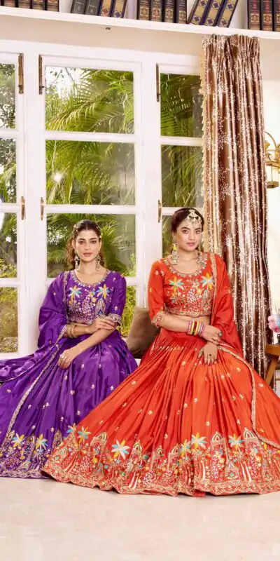 Ram 178 Orange Color Pure Crap Silk Lehenga Choli with Embroidery Work. Best Price ₹2549. Delivery 4-6 Working Days. Shop now. | Lehenga, Bollywood Lehenga, Creative Lehenga, Designer Lehenga, Embroidered Lehenga, Party Wear Lehenga