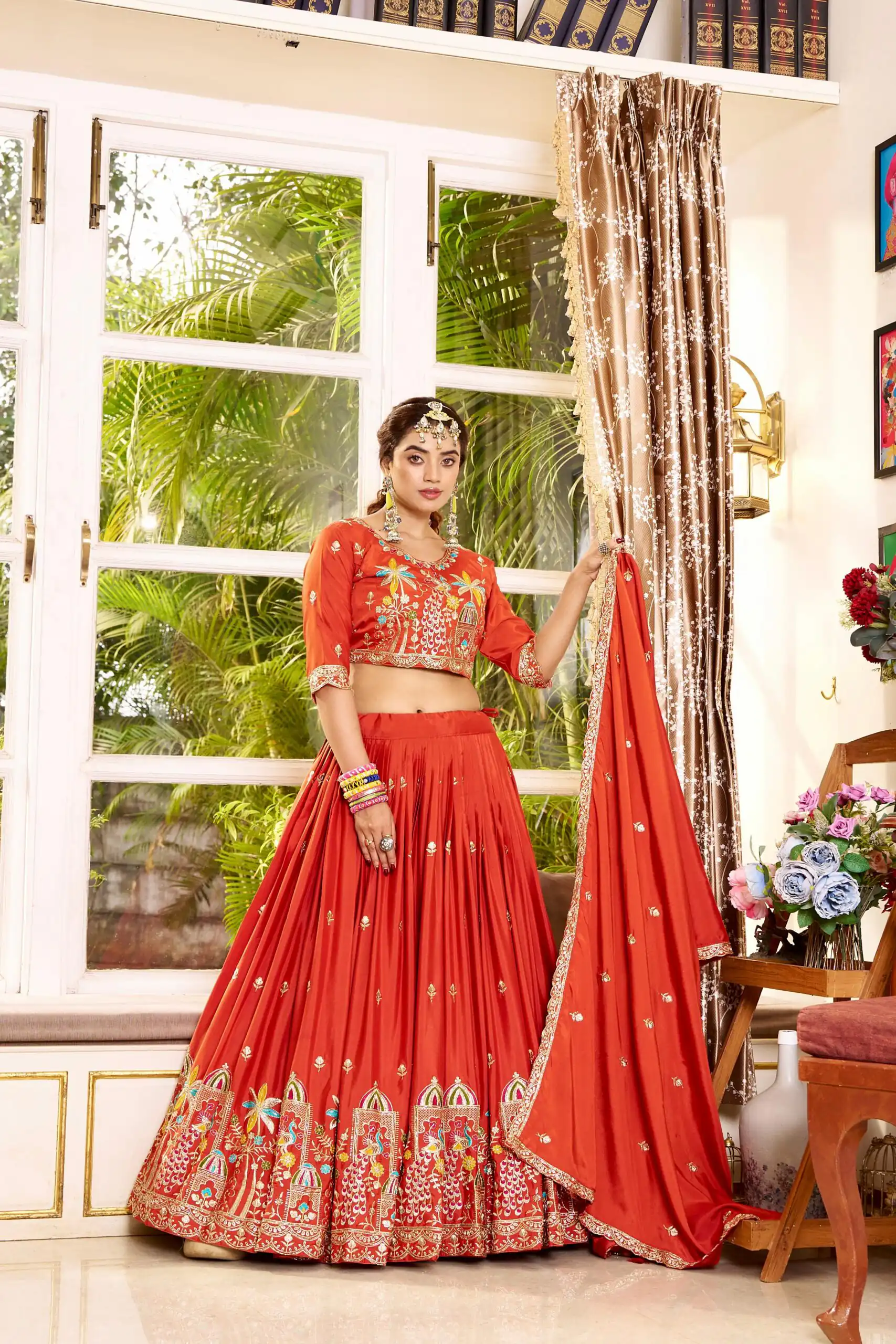 Ram 178 Orange Color Pure Crap Silk Lehenga Choli with Embroidery Work. Best Price ₹2549. Delivery 4-6 Working Days. Shop now. | Lehenga, Bollywood Lehenga, Creative Lehenga, Designer Lehenga, Embroidered Lehenga, Party Wear Lehenga