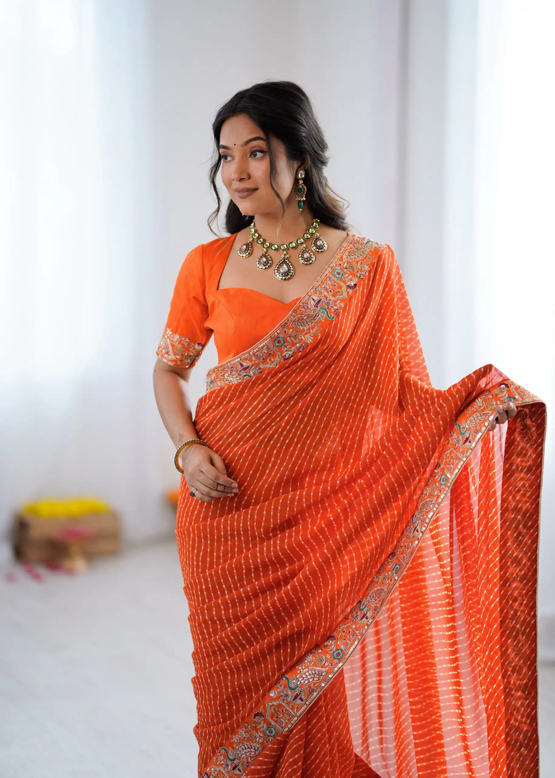 SP 79 Orange Faux Georgette Saree Perfect for Wedding, Party, Lohri, Engagement, Baby Shower – . Now at just ₹1999. Delivery 4-6 Working Days. Shop now | Designer Sarees, Modern Digital sarees, Sarees, Bollywood Sarees, Creative Sarees, Embroidered Sarees, Ethnic Saree, Party Wear Sarees