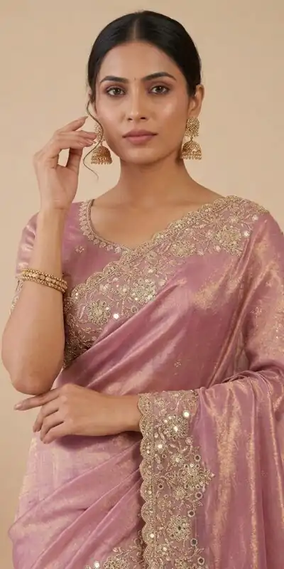 JR 670 Peach in Space Silk Embroidery Work & Zari Work Saree . Available at ₹1949 only. Delivery 4-6 Working Days. Shop now. | Designer Sarees, Modern Digital sarees, Sarees, Bollywood Sarees, Creative Sarees, Embroidered Sarees, Ethnic Saree, Party Wear Sarees