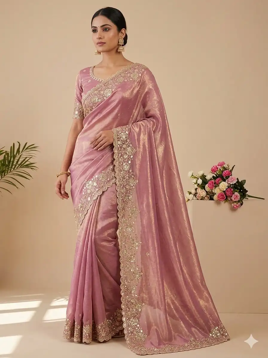 JR 670 Peach in Space Silk Embroidery Work & Zari Work Saree . Available at ₹1949 only. Delivery 4-6 Working Days. Shop now. | Designer Sarees, Modern Digital sarees, Sarees, Bollywood Sarees, Creative Sarees, Embroidered Sarees, Ethnic Saree, Party Wear Sarees