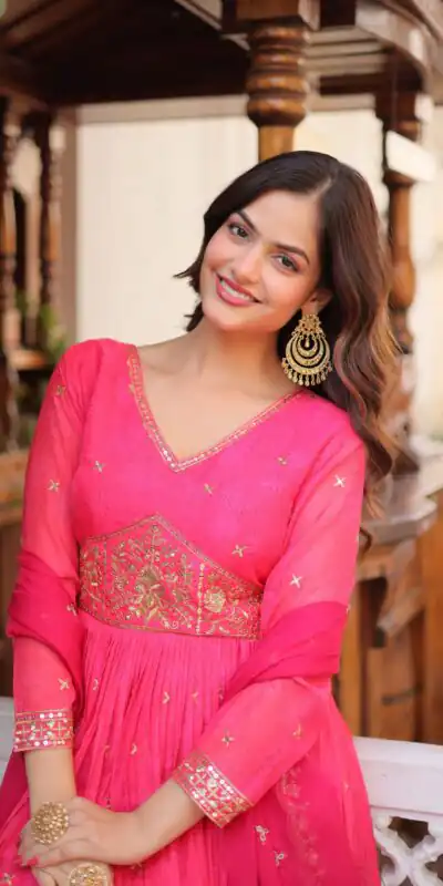 KA 1235 Pink Color Russian Silk Gown with Zari Work & Embroidery Work. Now at just ₹2499. Delivery 4-6 Working Days. Shop now. | Gowns, Bollywood Gowns, Creative Gowns, Designer Gowns, Embroidered Gowns, Party Wear Gowns