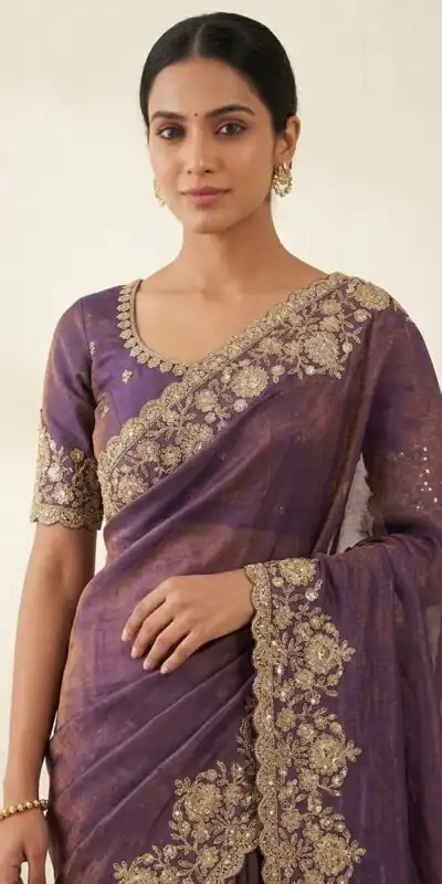 JR 670 Purple in Space Silk Embroidery Work & Zari Work Saree . Available at ₹1949 only. Delivery 4-6 Working Days. Shop now. | Designer Sarees, Modern Digital sarees, Sarees, Bollywood Sarees, Creative Sarees, Embroidered Sarees, Ethnic Saree, Party Wear Sarees