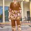 DIVA 128 Rust Color Cotton Kurti with Printed Designer Work. Exclusive Offer ₹1749. Delivery 4-6 Working Days. Online Shop now. | Kurti, Bollywood Kurti, Creative Kurtis, Designer Kurti, Party Wear Kurti, Selfie Kurti