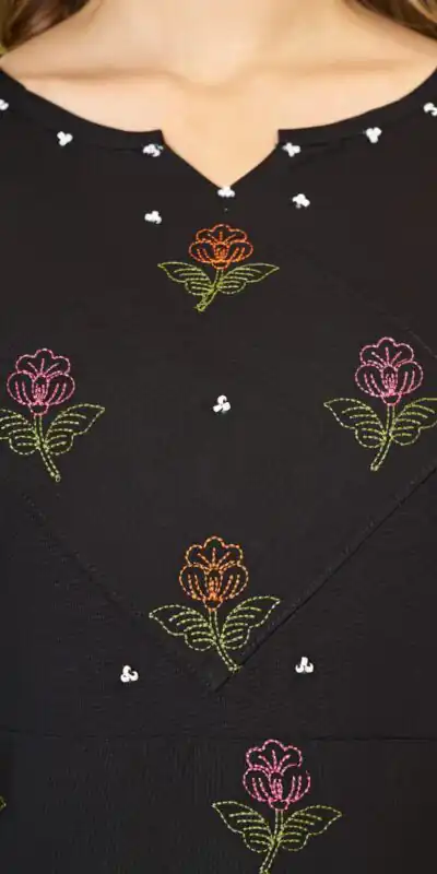 DIVA 158 Black Viscose Rayon Kurti with Embroidery Work & Mirror Work. Wedding, Party, Festive Grab it for ₹1749. Delivery 4-6 Working Days. Shop now. | Kurti, Bollywood Kurti, Creative Kurtis, Designer Kurti, Party Wear Kurti, Selfie Kurti