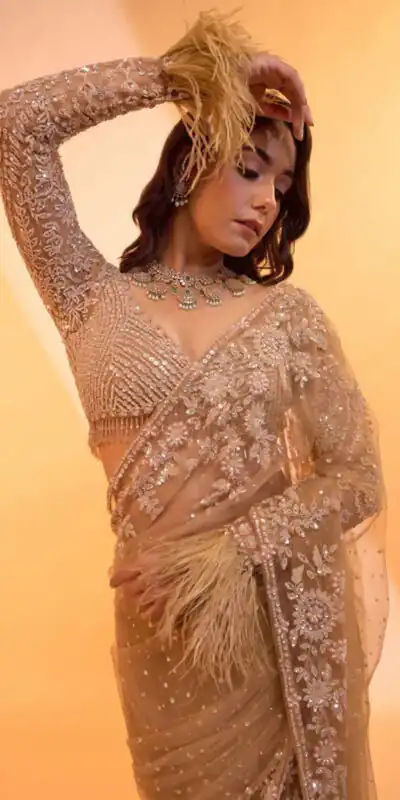 DF 3472 Gold Butterfly Net Saree Sequence with Work & Zari Work. Introductory Price ₹1799. Delivery 4-6 Working Days. Shop now. | Designer Sarees, Modern Digital sarees, Sarees, Bollywood Sarees, Creative Sarees, Embroidered Sarees, Ethnic Saree, Party Wear Sarees