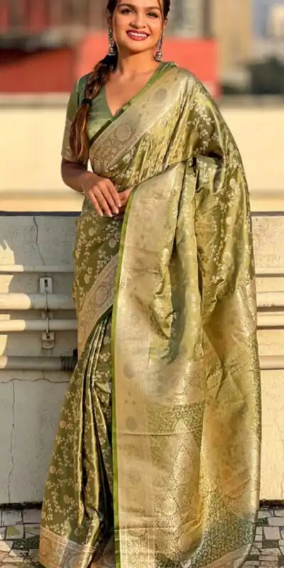 KPR 290 Green in Soft Lichi Silk Jacquard Work Designer Work Saree . Exclusive Offer ₹1349. Delivery 4-6 Working Days. Shop now. | Designer Sarees, Modern Digital sarees, Sarees, Bollywood Sarees, Creative Sarees, Embroidered Sarees, Ethnic Saree, Party Wear Sarees