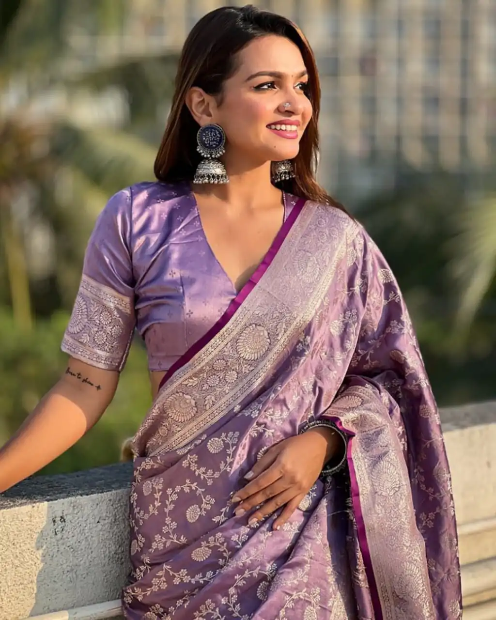 KPR 290 Lavender in Soft Lichi Silk Jacquard Work Designer Work Saree . Exclusive Offer ₹1349. Delivery 4-6 Working Days. Shop now. | Designer Sarees, Modern Digital sarees, Sarees, Bollywood Sarees, Creative Sarees, Embroidered Sarees, Ethnic Saree, Party Wear Sarees