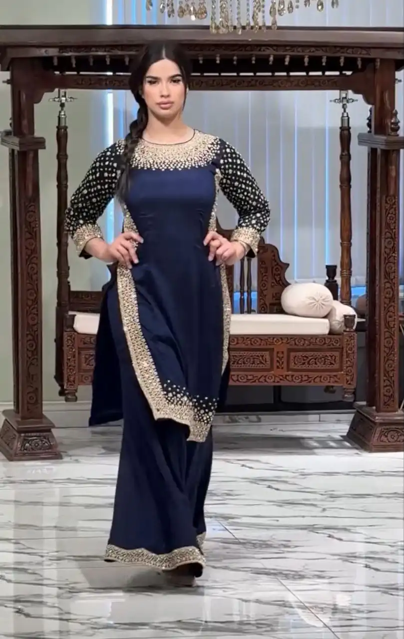 ZB 5056 Navy Blue in Natural Crepe Embroidery Work Salwar Suit . Wedding, Party, Festive, Events, Get it for ₹2199. Delivery 4-6 Working Days. Shop now. | Jump Suits, Salwar suit, Casual Suits, Creative suits, Designer Suits, Palazzo Suits, Party Wear Suits, Patiala Suits, Straight Suits