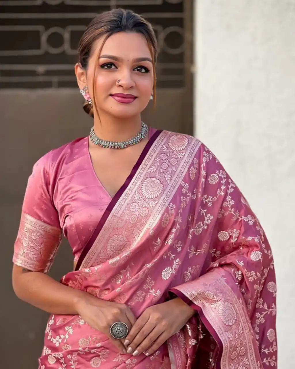 KPR 290 Peach in Soft Lichi Silk Jacquard Work Designer Work Saree . Exclusive Offer ₹1349. Delivery 4-6 Working Days. Shop now. | Designer Sarees, Modern Digital sarees, Sarees, Bollywood Sarees, Creative Sarees, Embroidered Sarees, Ethnic Saree, Party Wear Sarees
