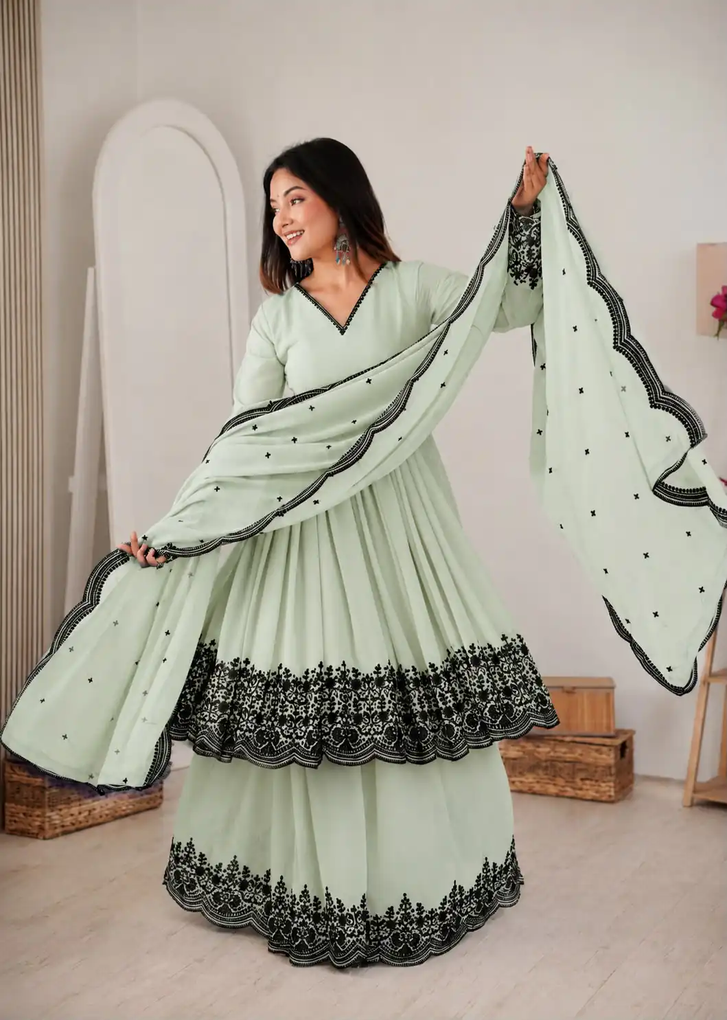 SP 71 Pista Faux Georgette Salwar Suit with Embroidery Work. Available at ₹2499 only. Delivery 4-6 Working Days. Shop now. | Jump Suits, Salwar suit, Casual Suits, Creative suits, Designer Suits, Palazzo Suits, Party Wear Suits, Patiala Suits, Straight Suits
