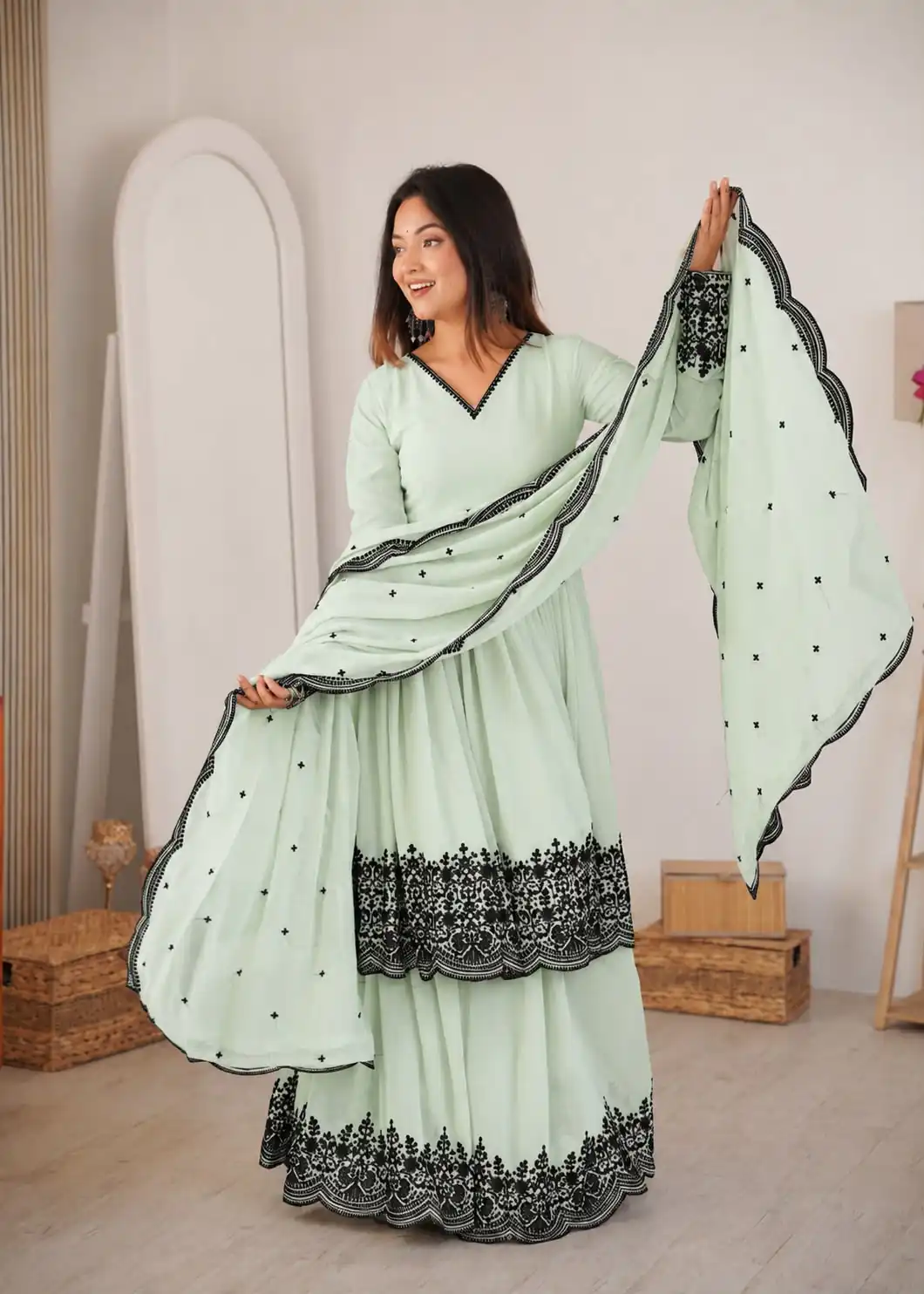 SP 71 Pista Faux Georgette Salwar Suit with Embroidery Work. Available at ₹2499 only. Delivery 4-6 Working Days. Shop now. | Jump Suits, Salwar suit, Casual Suits, Creative suits, Designer Suits, Palazzo Suits, Party Wear Suits, Patiala Suits, Straight Suits