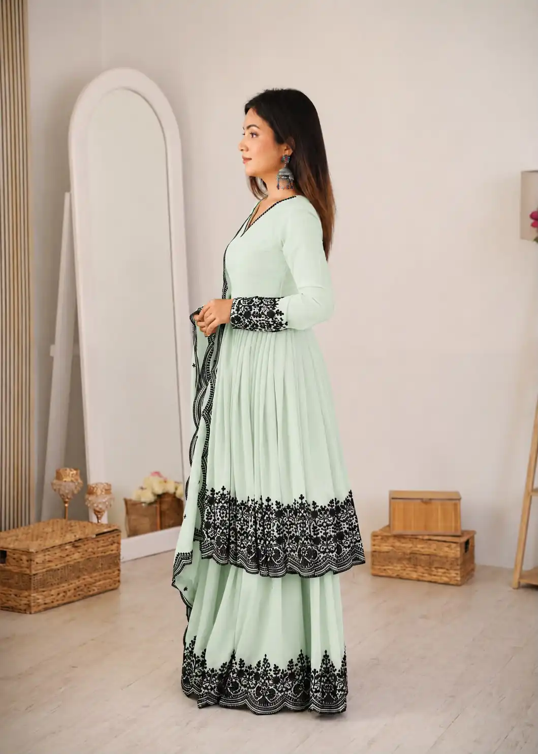 SP 71 Pista Faux Georgette Salwar Suit with Embroidery Work. Available at ₹2499 only. Delivery 4-6 Working Days. Shop now. | Jump Suits, Salwar suit, Casual Suits, Creative suits, Designer Suits, Palazzo Suits, Party Wear Suits, Patiala Suits, Straight Suits