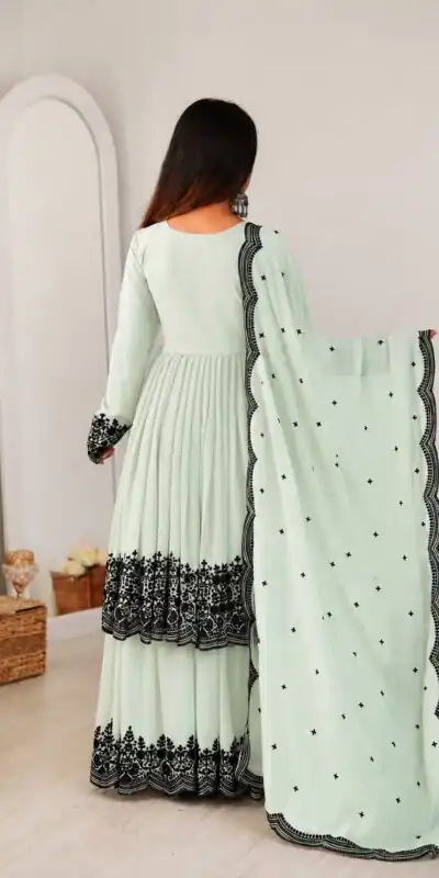 SP 71 Pista Faux Georgette Salwar Suit with Embroidery Work. Available at ₹2499 only. Delivery 4-6 Working Days. Shop now. | Jump Suits, Salwar suit, Casual Suits, Creative suits, Designer Suits, Palazzo Suits, Party Wear Suits, Patiala Suits, Straight Suits