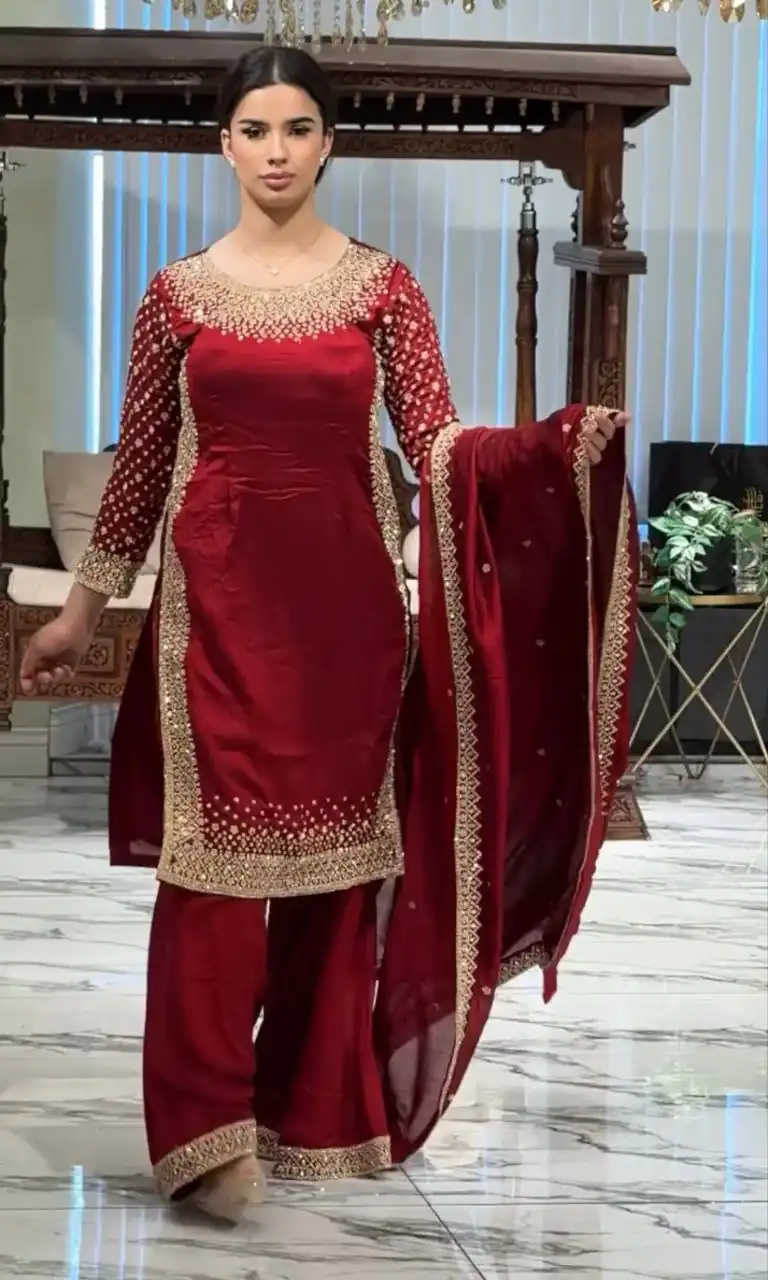 ZB 5056 Red in Color Natural Crepe Embroidery Work Salwar Suit . Wedding, Party, Festive, Events, Get it for ₹2199. Delivery 4-6 Working Days. Shop now. | Jump Suits, Salwar suit, Casual Suits, Creative suits, Designer Suits, Palazzo Suits, Party Wear Suits, Patiala Suits, Straight Suits