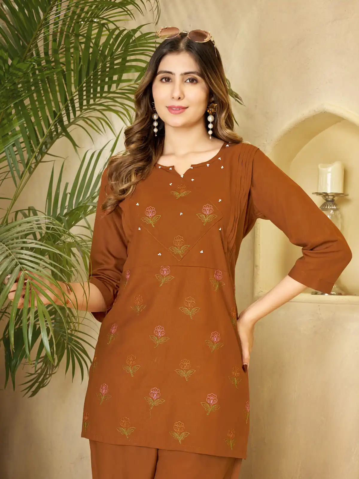 DIVA 158 Rust Viscose Rayon Kurti with Embroidery Work & Mirror Work. Wedding, Party, Festive Grab it for ₹1749. Delivery 4-6 Working Days. Shop now. | Kurti, Bollywood Kurti, Creative Kurtis, Designer Kurti, Party Wear Kurti, Selfie Kurti