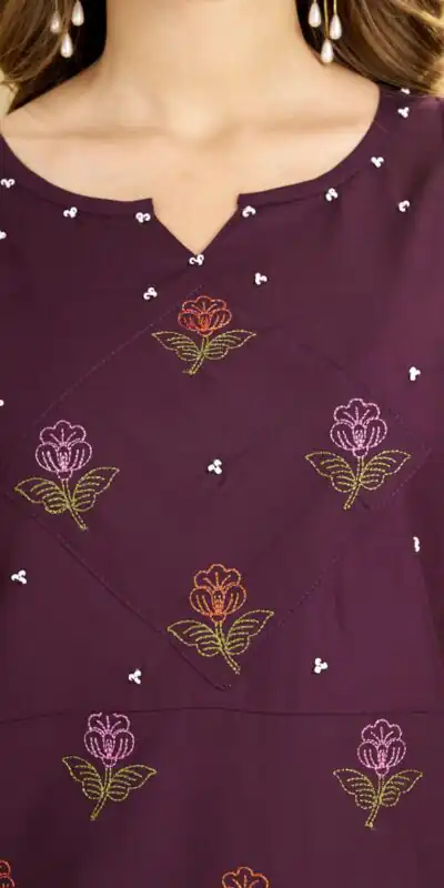 DIVA 158 Wine Viscose Rayon Kurti with Embroidery Work & Mirror Work. Wedding, Party, Festive Grab it for ₹1749. Delivery 4-6 Working Days. Shop now. | Kurti, Bollywood Kurti, Creative Kurtis, Designer Kurti, Party Wear Kurti, Selfie Kurti
