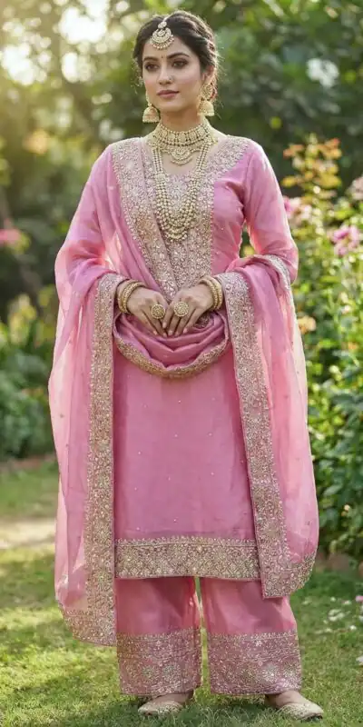 Alluring Pink Fendy Silk Sequence Work Salwar Suit