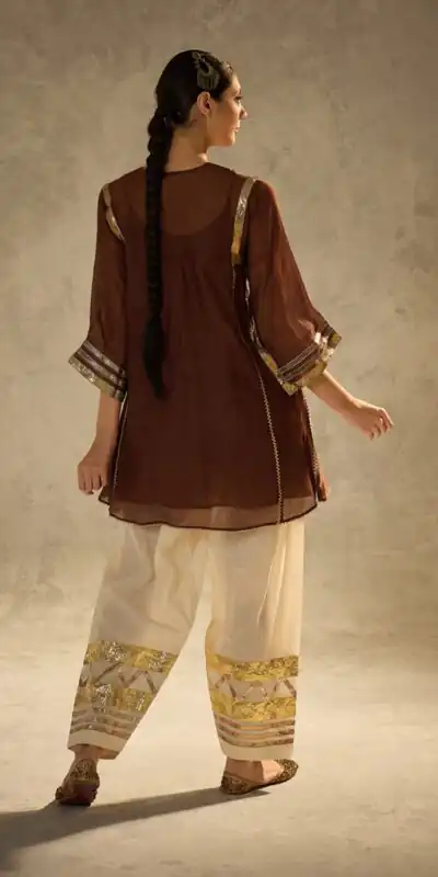 Alternative view of Beautiful Rust Chinon With Gotta Patti Work Salwar Suit