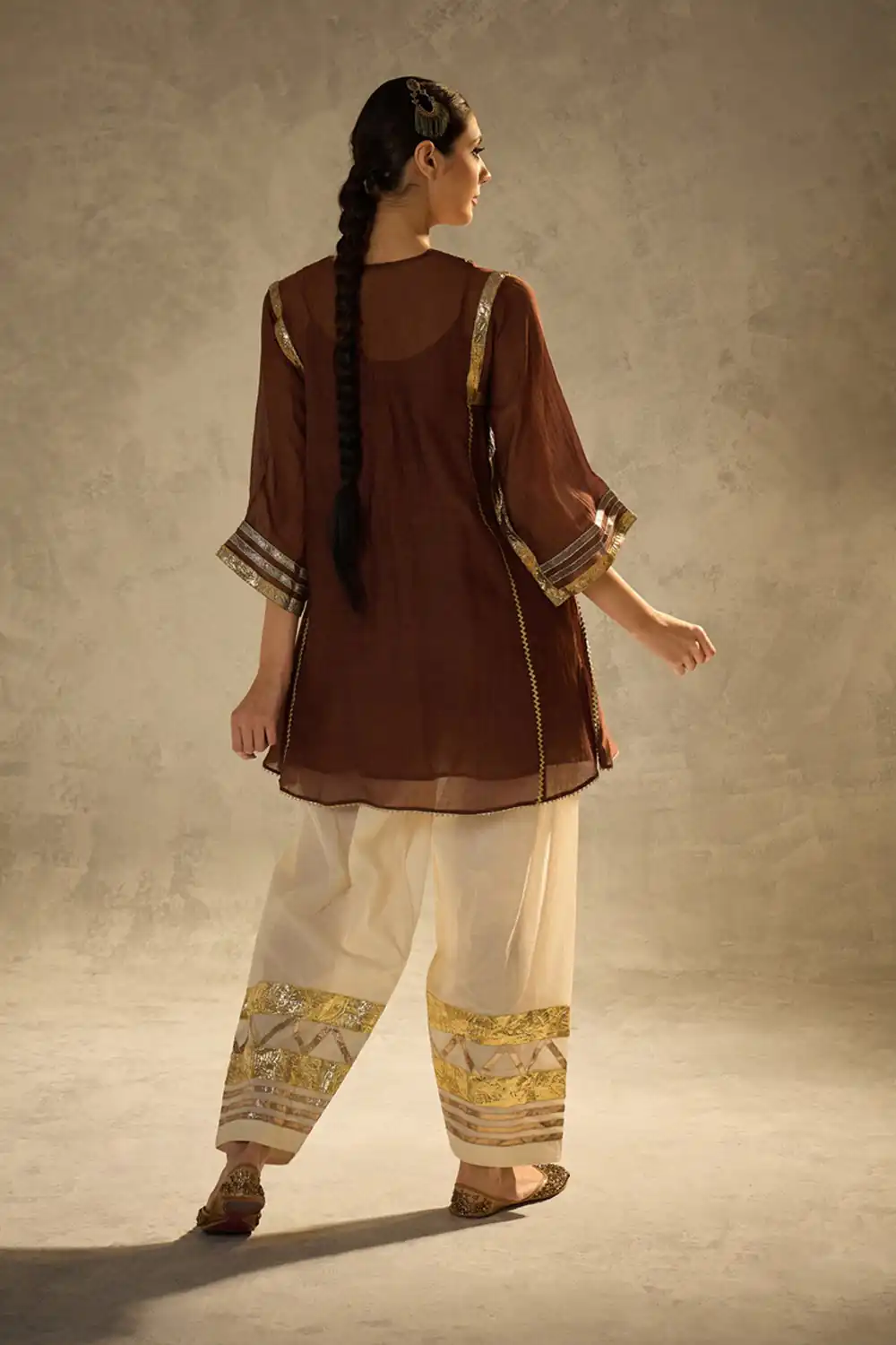 Beautiful Rust Chinon With Gotta Patti Work Salwar Suit - Image 2