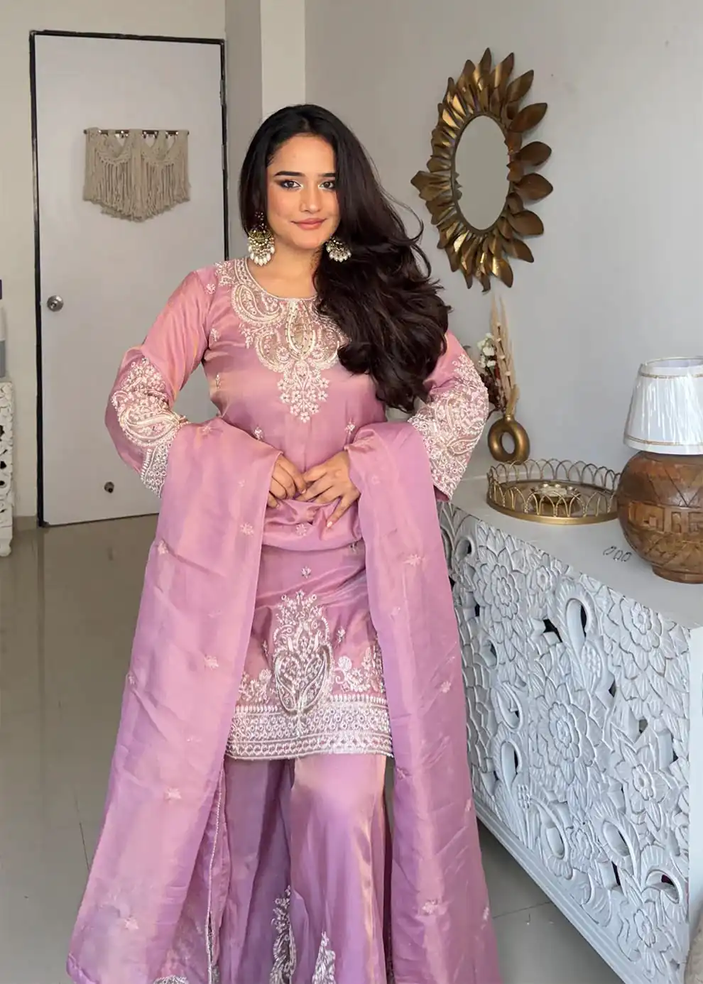 Classic Pink Fendy Silk Sequence Work Salwar Suit - Image 2