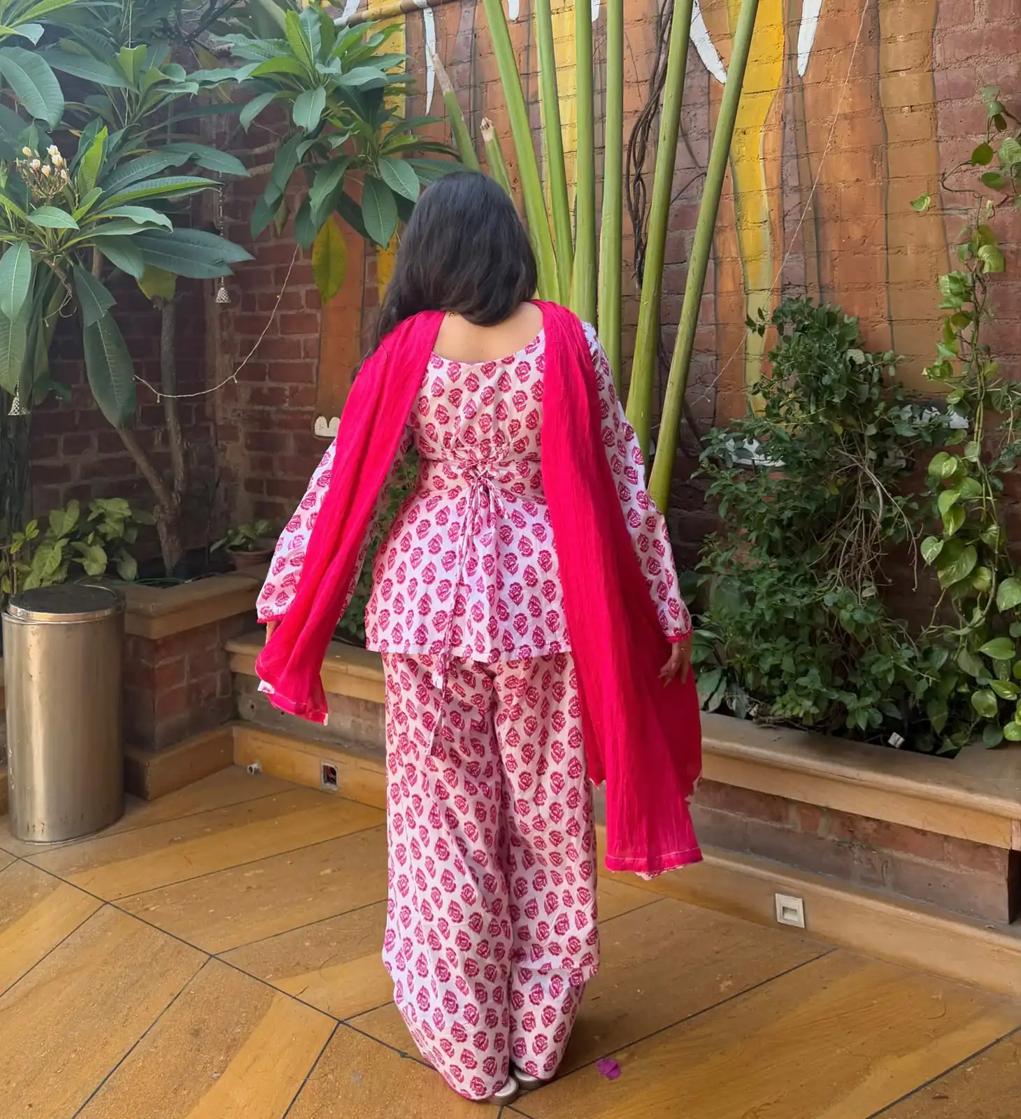 Fancy Pink Cambric Cotton Printed Salwar Suit - Image 2