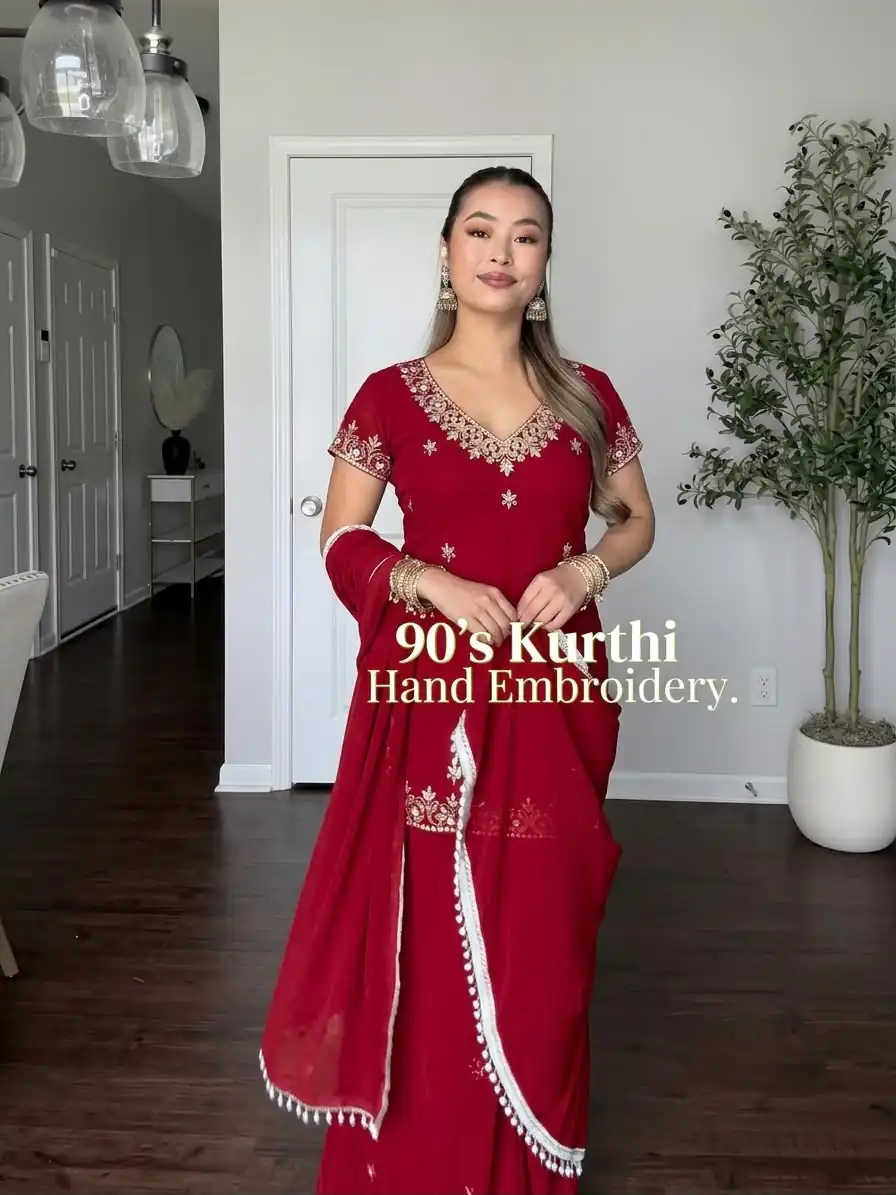 Nice Maroon Fox Georgette ⁠Embroidery Work Salwar Suit - Image 3